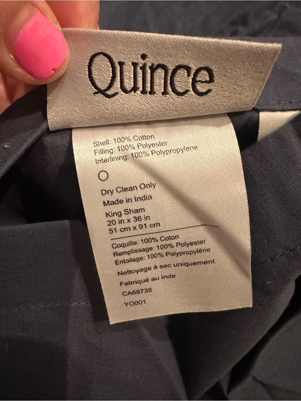 NWOT Quince Cotton Velvet Channel Quilted Sham Set In Glacier Blue - King - Picture 5 of 5